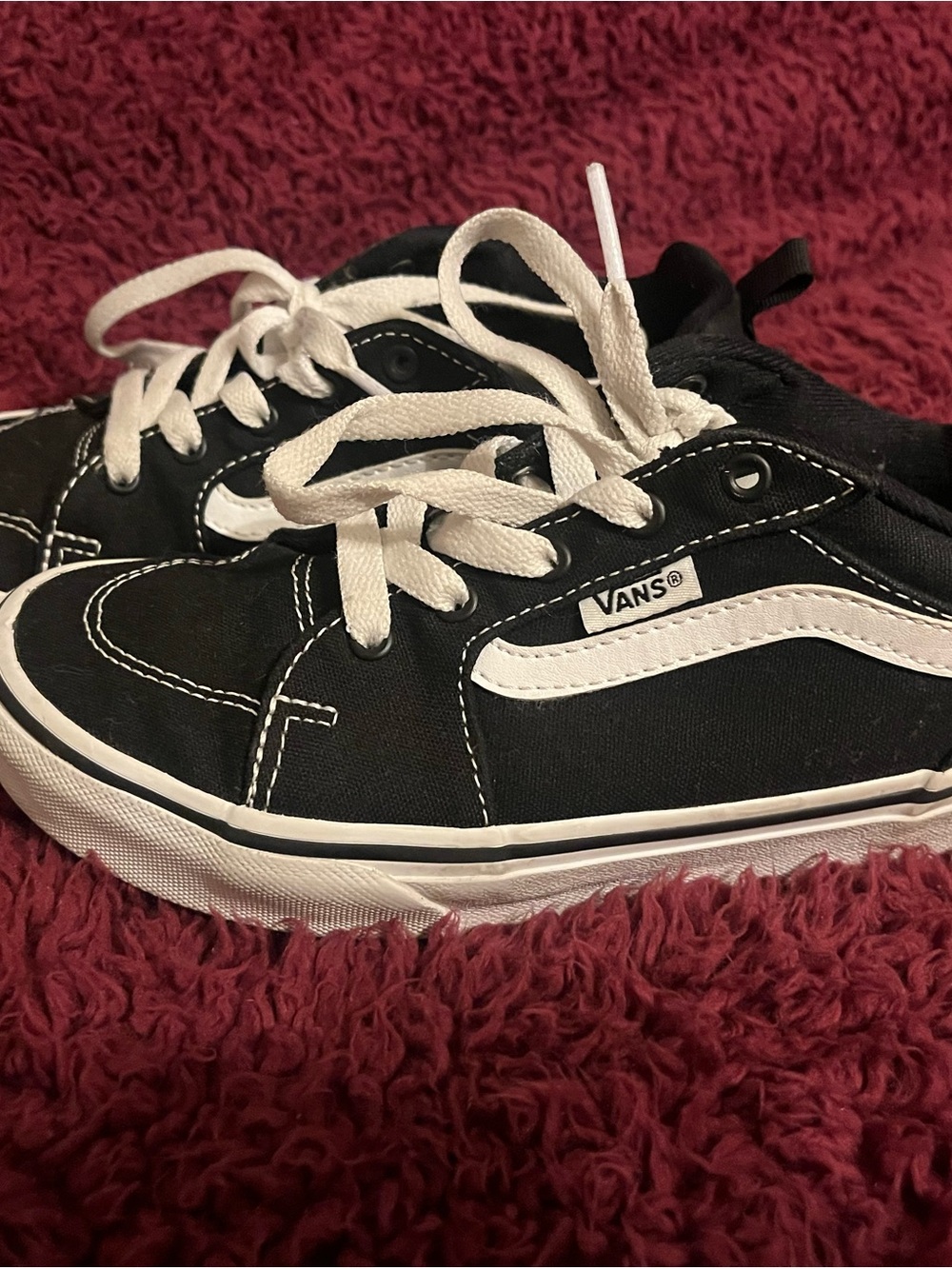 Vans Kids Black and White Low-Top Skate Sneakers
